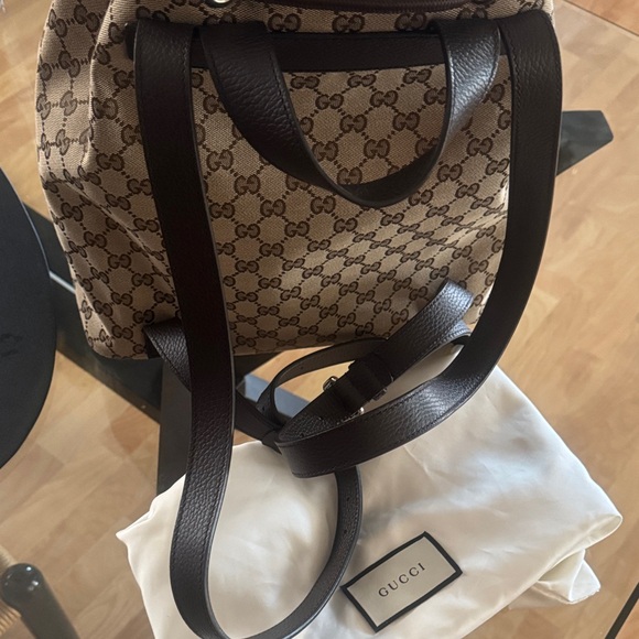 Gucci Tan Monogram Drawstring Backpack - Picture 9 of 16